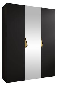 Gardróbszekrény Hartford 624, Laminált forgácslap, 202x150x52cm, Fekete, Aranysárga