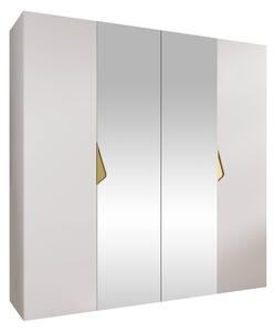 Gardróbszekrény Hartford 625, Laminált forgácslap, 202x200x52cm, Fehér, Aranysárga
