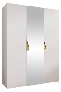 Gardróbszekrény Hartford 624, Laminált forgácslap, 202x150x52cm, Fehér, Aranysárga