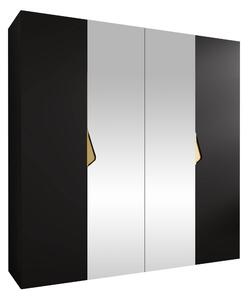 Gardróbszekrény Hartford 625, Laminált forgácslap, 202x200x52cm, Fekete, Aranysárga