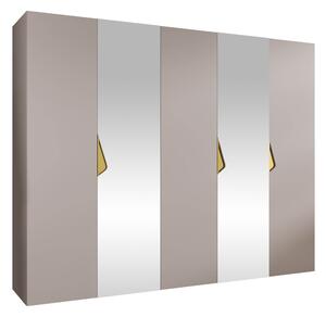 Gardróbszekrény Hartford 626, Laminált forgácslap, 202x250x52cm, Aranysárga, Kasmír