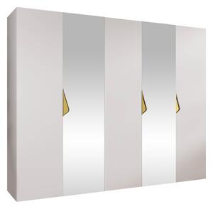 Gardróbszekrény Hartford 626, Laminált forgácslap, 202x250x52cm, Fehér, Aranysárga