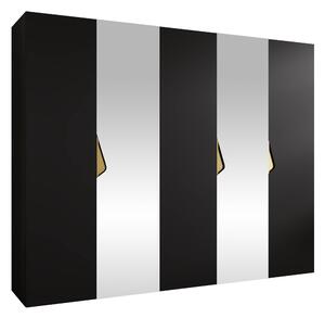 Gardróbszekrény Hartford 626, Laminált forgácslap, 202x250x52cm, Fekete, Aranysárga