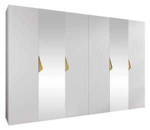 Gardróbszekrény Hartford 627, Laminált forgácslap, 202x300x52cm, Fehér, Aranysárga