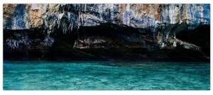 A víz és a sziklák képe (120x50 cm)