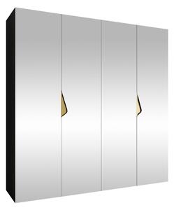 Gardróbszekrény Hartford 630, Laminált forgácslap, 202x200x52cm, Fekete, Aranysárga