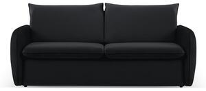 Fekete bársony kinyitható kanapé 194 cm Vienna – Cosmopolitan Design