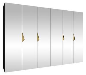 Gardróbszekrény Hartford 632, Laminált forgácslap, 202x300x52cm, Fekete, Aranysárga
