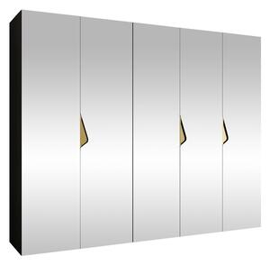 Gardróbszekrény Hartford 631, Laminált forgácslap, 202x250x52cm, Fekete, Aranysárga