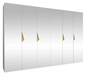 Gardróbszekrény Hartford 632, Laminált forgácslap, 202x300x52cm, Fehér, Aranysárga