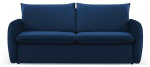 Sötétkék bársony kinyitható kanapé 194 cm Vienna – Cosmopolitan Design