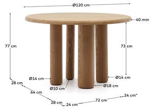Kerek étkezőasztal kőrisfa dekorral ø 120 cm Mailen – Kave Home
