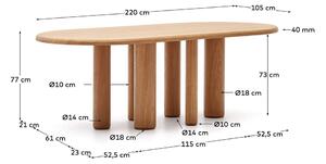 Étkezőasztal kőrisfa dekorral 105x220 cm Mailen – Kave Home