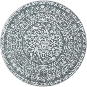 Kerek Szőnyeg, Kültéri Szőnyeg, Boho, 160 cm átmérő, Mosható, Antracitszürke