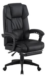 Scaun de birou cu suport picioare, Garnut, Pako, Negru 69x75x126 cm
