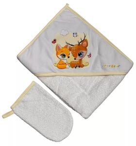 Babastar Frottir fürdőlepedő, fürdetőkesztyűvel 80*80 cm - Őzike és Róka