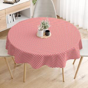 Goldea pamut asztalterítő - piros - fehér kockás - kör alakú Ø 110 cm