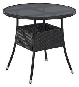 Juskys Yoro rattan kerek asztal Ø80 cm - fekete