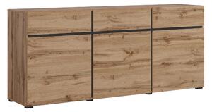 Komód Alfere 103, Laminált forgácslap, 78x180x40cm, Wotan tölgy, Fekete