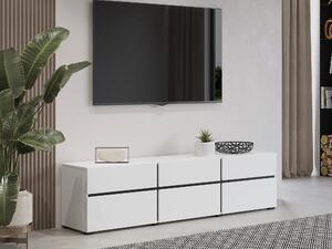 TV-állvány Alfere 102, Laminált forgácslap, 48x180x40cm, Fekete, Fehér
