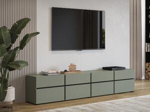 TV-állvány Alfere 101, Laminált forgácslap, 48x225x40cm, Zöld, Fekete