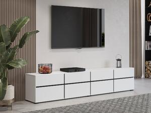 TV-állvány Alfere 101, Laminált forgácslap, 48x225x40cm, Fekete, Fehér