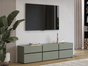 TV-állvány Alfere 102, Laminált forgácslap, 48x180x40cm, Zöld, Fekete