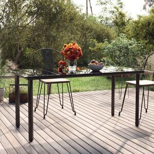 VidaXL fekete acél és edzett üveg kerti étkezőasztal 160x80x74cm