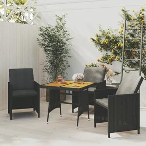 VidaXL fekete polyrattan és tömör akácfa kerti asztal 70 x 70 x 72 cm