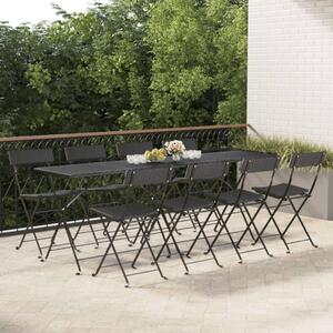 VidaXL 8 db fekete polyrattan és acél összecsukható bisztrószék