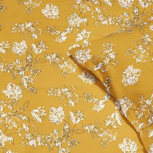 Goldea pamut ágyneműhuzat - liliom virágmintás mustárszínü alapon 140 x 200 és 70 x 90 cm