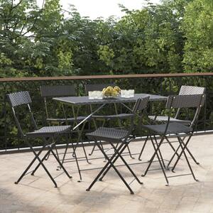 VidaXL 6 db fekete polyrattan és acél összecsukható bisztrószék