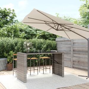 VidaXL szürke polyrattan üveglapos kerti asztal 185 x 80 x 110 cm