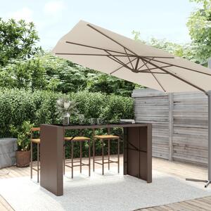 VidaXL barna polyrattan kerti asztal üveglappal 185 x 80 x 110 cm