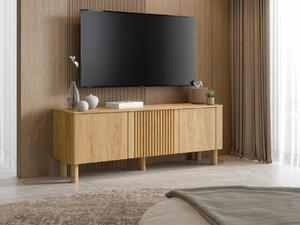 TV-állvány Houston 2169, Közepes sűrűségű farostlemez, Laminált forgácslap, 55x150x40cm, Hickory tölgy, Bükkfa