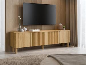 TV-állvány Houston 2170, Közepes sűrűségű farostlemez, Laminált forgácslap, 55x190x40cm, Hickory tölgy, Bükkfa