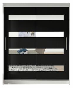 Gardróbszekrény Closico Camera XIII, Laminált forgácslap, 200x150x58cm, Fekete, Fehér