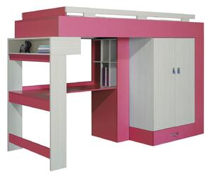 Komi KM15 - tini-gyerek galéria emeletes ágy pink színben RAKTÁRON