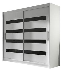 Gardróbszekrény Closico Pallor XI, Laminált forgácslap, 215x180x58cm, Fényes fekete, Fehér