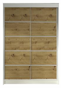 Gardróbszekrény Closico Salvor IV, Laminált forgácslap, 200x120x58cm, Artisan tölgy, Fehér