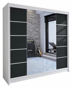 Gardróbszekrény Closico Cavaris V, Laminált forgácslap, 215x180x58cm, Fekete, Fehér