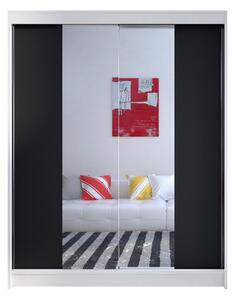 Gardróbszekrény Closico Vastor II, Laminált forgácslap, 200x150x58cm, Fehér, Fekete