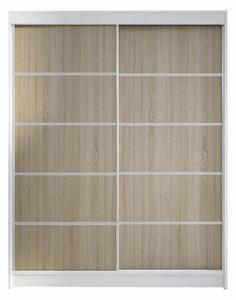 Gardróbszekrény Closico Vastor IV, Laminált forgácslap, 200x150x58cm, Fehér, Sonoma tölgy