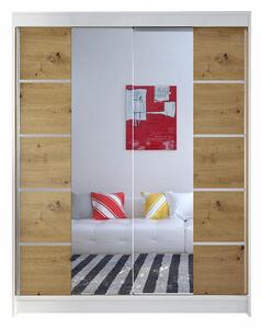 Gardróbszekrény Closico Vastor V, Laminált forgácslap, 200x150x58cm, Fehér, Artisan tölgy