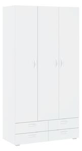 Gardróbszekrény Bristol 188, Laminált forgácslap, 214x111x52cm, Fehér