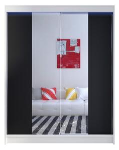 Gardróbszekrény Closico Vastor II, Laminált forgácslap, 200x150x58cm, Fehér, Fekete
