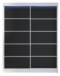 Gardróbszekrény Closico Vastor IV, Laminált forgácslap, 200x150x58cm, Fekete, Fehér
