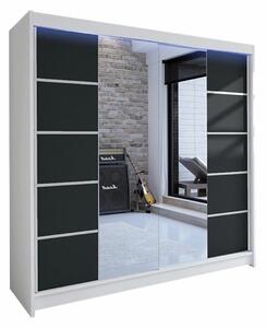 Gardróbszekrény Closico Cavaris V, Laminált forgácslap, 215x180x58cm, Fehér, Fekete