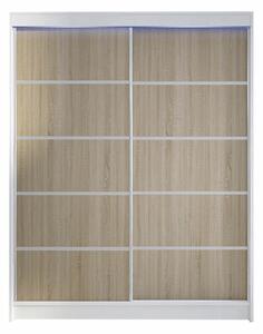 Gardróbszekrény Closico Vastor IV, Laminált forgácslap, 200x150x58cm, Fehér, Sonoma tölgy