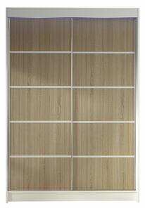 Gardróbszekrény Closico Salvor IV, Laminált forgácslap, 200x120x58cm, Fehér, Sonoma tölgy